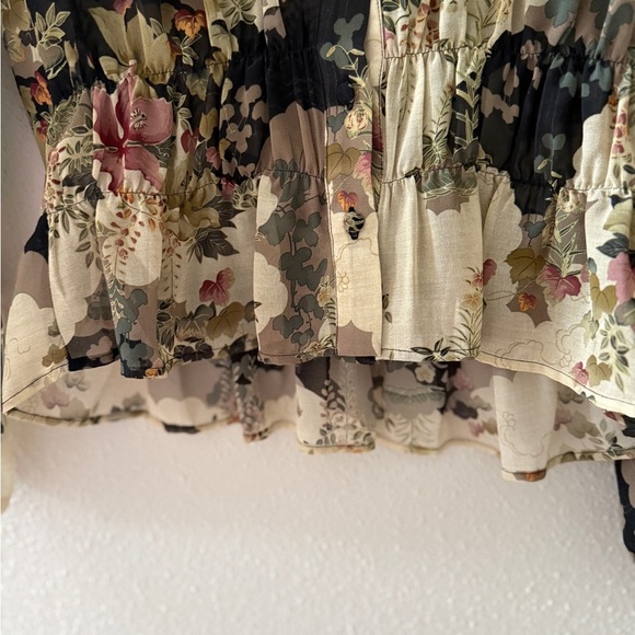Mango MNG Blouse Floral Botanical Nature Chiffon Y2K Boho Retro Women's XS Sheer - Picture 4 of 10